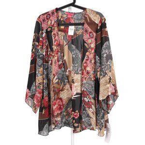 Sunny Leigh Kimono Cardigan XL Women NEW Floral Patchwork Open Front Lightweight